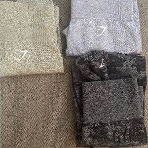 Gymshark Leggings Set - Gray, Black, and Green